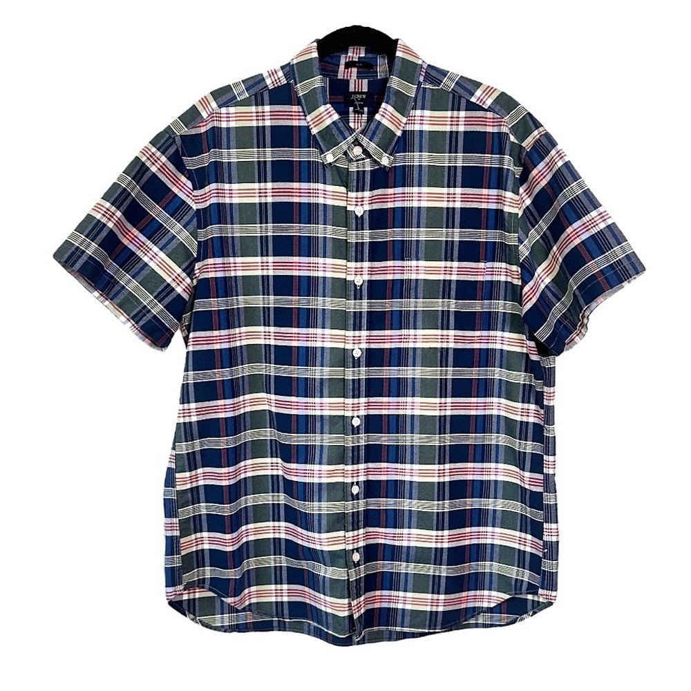 3/$20💥 J.Crew Oxford Button Down Shirt Tartan Plaid‎ Slim Fit Short Sleeve